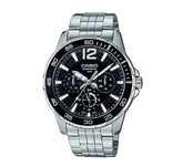 Casio, Men’s Watch Analog, Black Dial Silver Stainless Steel Band, MTD-330D-1AVDF